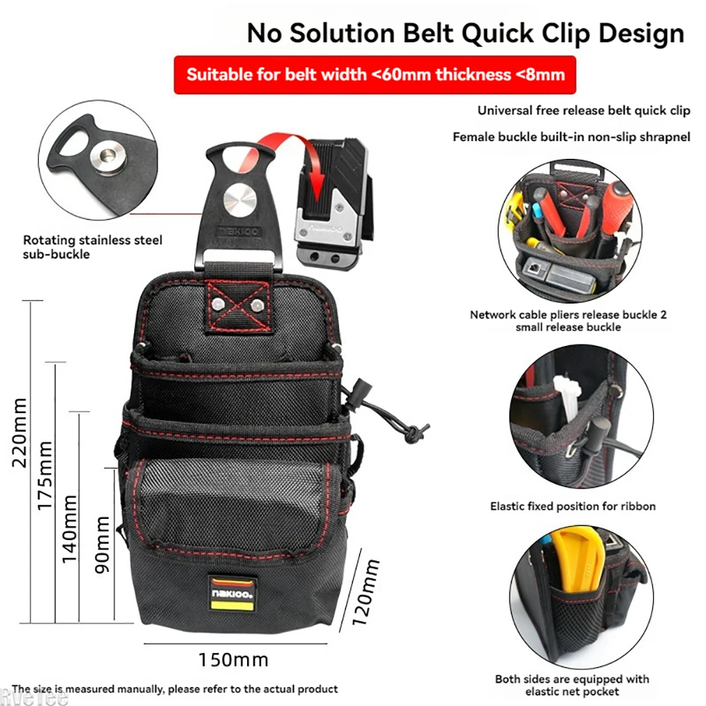 electrician's-quick-release-rotary-tool-bag-low-voltage-weak-electrical-repairs-waist-bag-specialized-storage-for-hand-tools-kit