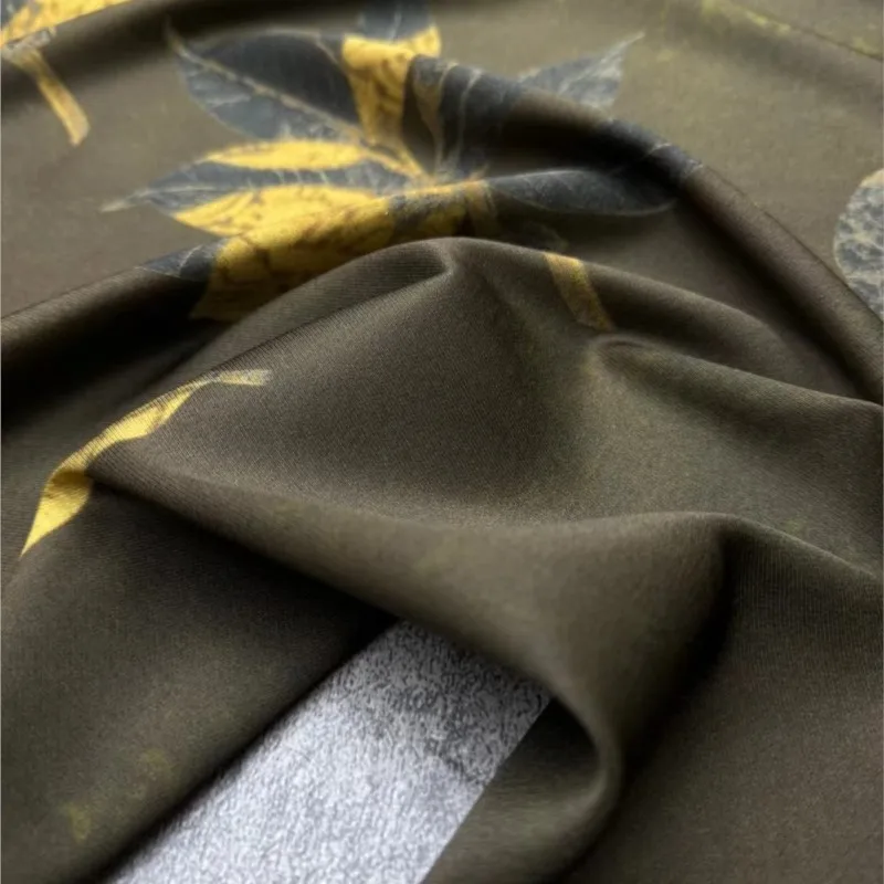 ชุดเดรสผ้าไหมทอลายทแยงพิมพ์ลายฤดูร้อนชุดกระโปรงครึ่งตัว