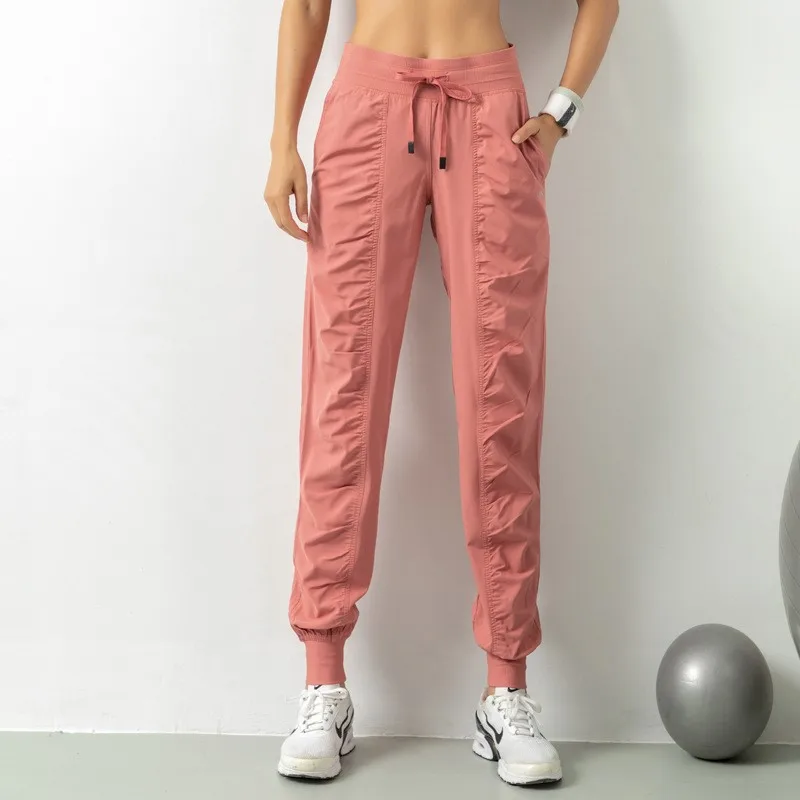 Women Drawstring Running Sport Joggers Sweatpants Women Solid Quick Dry Athletic Gym Fitness Two Side Pockets Exercise Pants