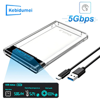 5Gbps Transparent hard drive box, 2.5-inch laptop external Type-C mechanical solid-state SSD external case With Digital Display