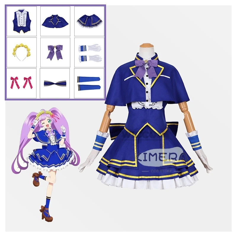 

Anime Pripara Manaka Laala Cosplay Costume SoLaMi Smile cosplay Blue Lolita Dress Uniform Woman Kawaii Masquerade Ball Suit