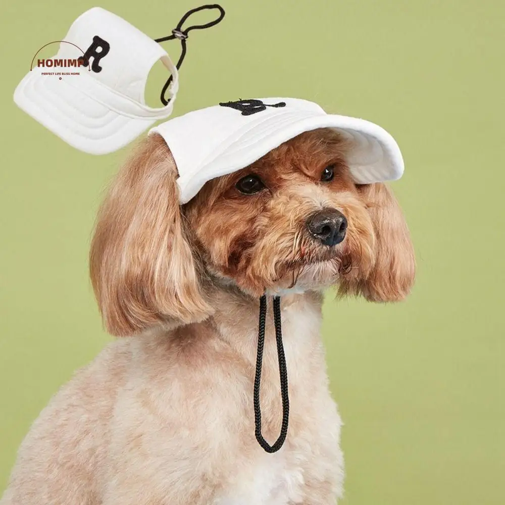 

Dog Bonnet Cap Embroidered Dog Sport Letter Cap Breathable with Ear Holes Pet Baseball Cap Adjustable Puppy Sunscreen Hat Hiking