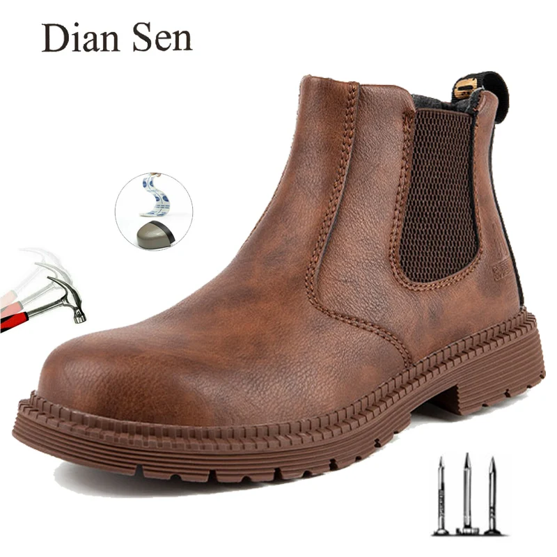 Diansen Mens Construction Work Boots Waterproof Safety Shoes Womens Steel Toe Boots 2023 New Fashion Casual Spring Autumn Comfy