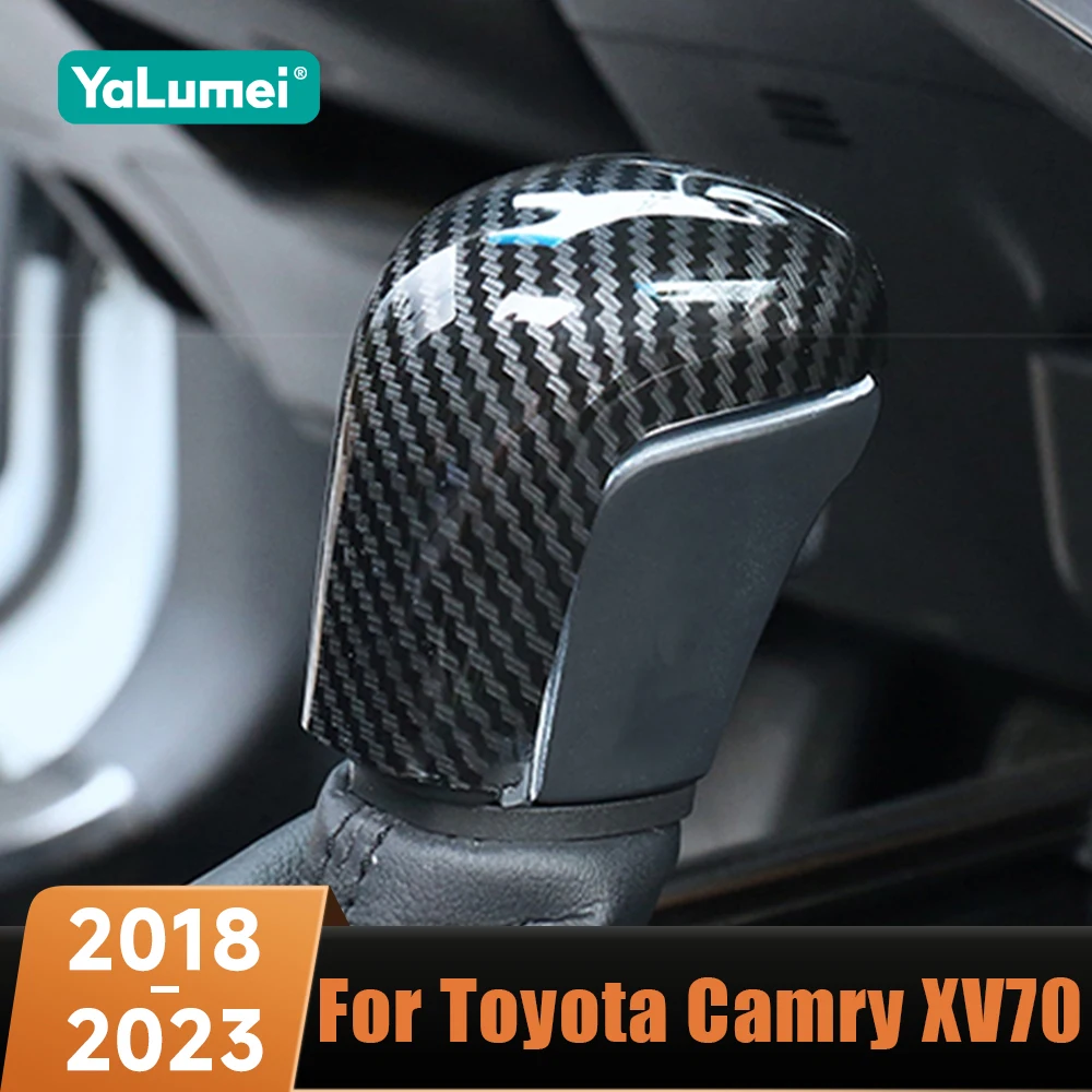 Auto Schalthebel Schaltknauf Abdeckung ABS Dekoration Carbon Faser Trim Zubehör Für Toyota Camry XV 70 2018 2019 2020 2021 2022 2023