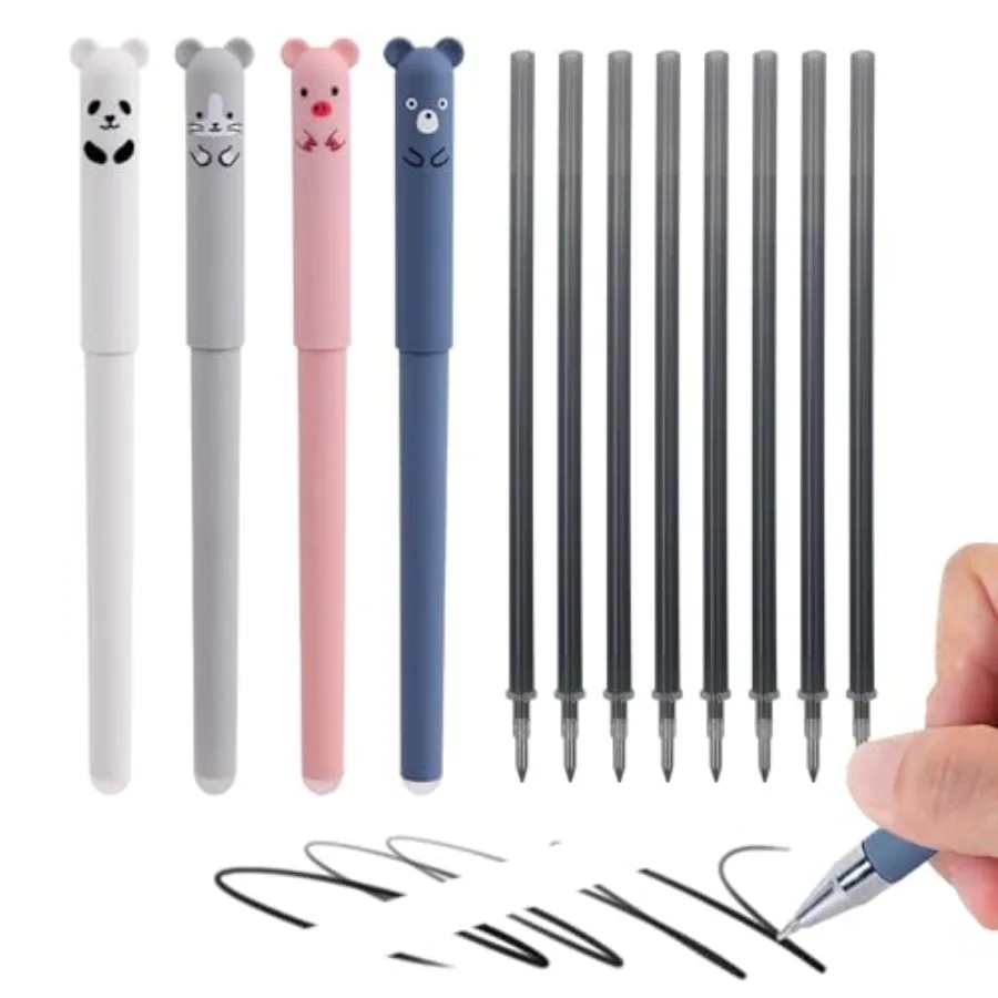 0.5mm Erasable Gel Pens, Pack Cute Cartoon Animal Rollerball Gel Pens able Pens for Adult Writing Calligraphy Note Taking