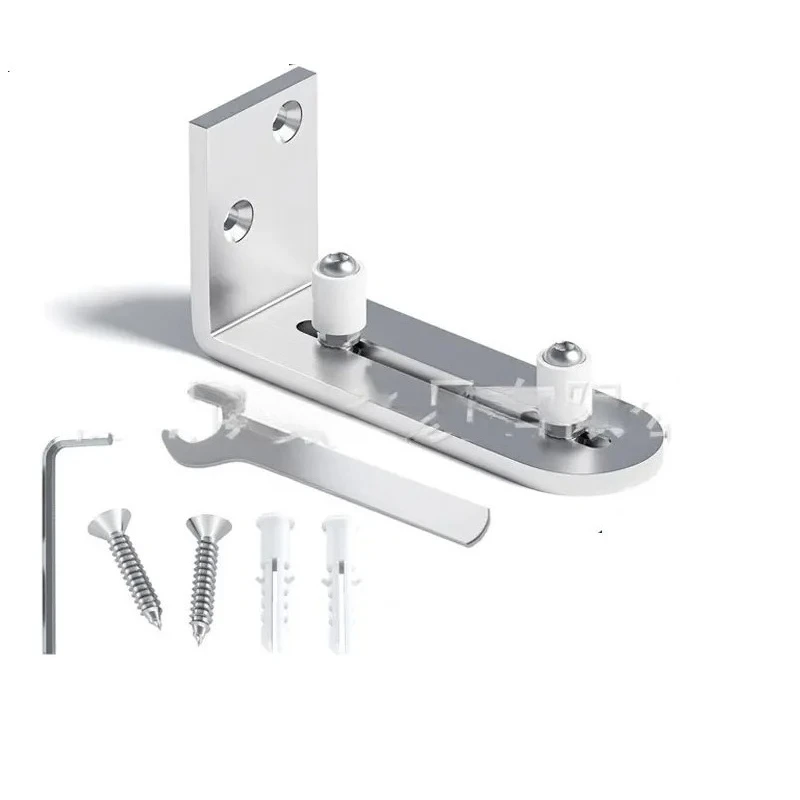 Modern Chrome Sliding Barn Door Floor Guide Ball Bearings Adjustable Stay Roller Wall Mount System for All Size Door