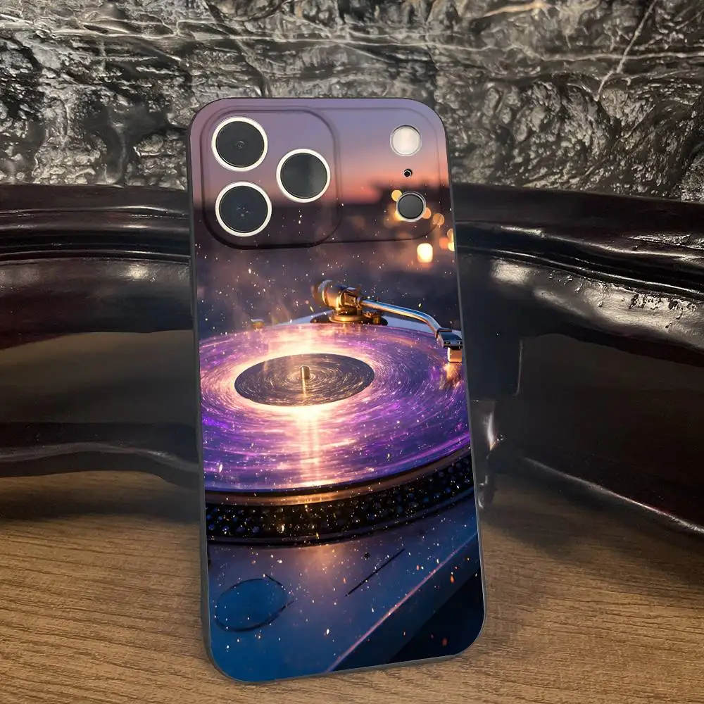 Vinyl Record DJ Art Phone Case For iPhone 17,16,15,14,13,12,11 Plus,Pro Max,XS,X,XR,SE,Mini,8,7,Soft Silicone Black Cover