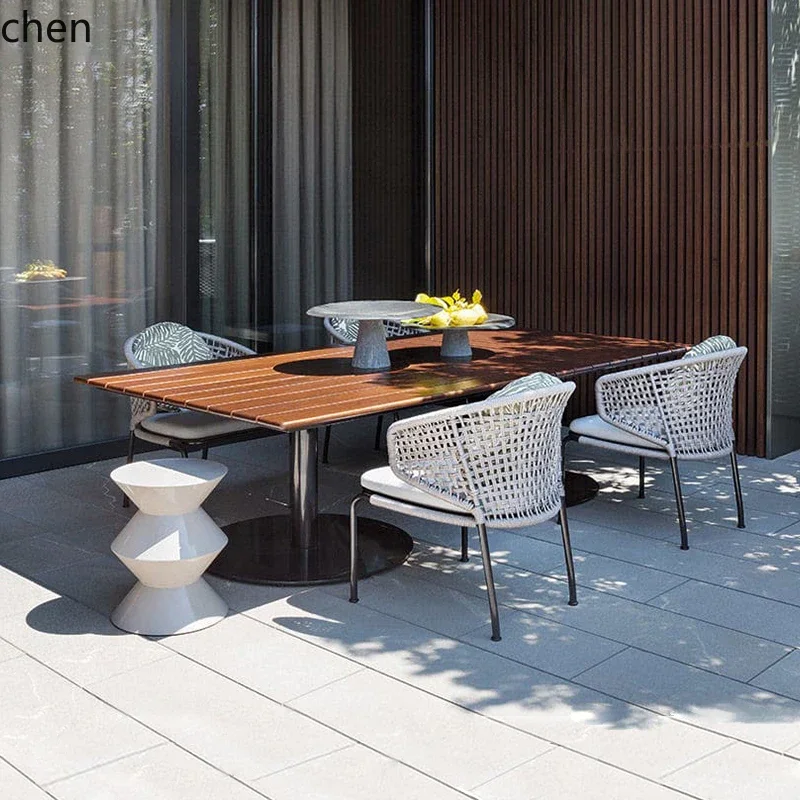 

ZML Waterproof Table and Chair Simple Outdoor Rattan Chair Outdoor Courtyard Balcony Open-air Rattan Woven Table and Chair Set