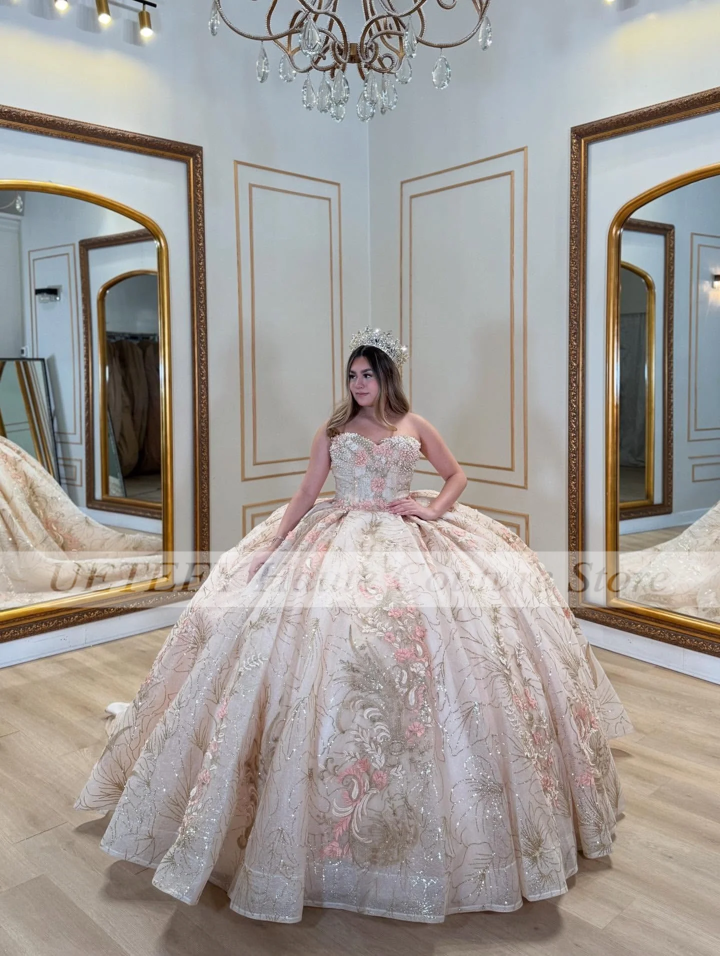 

Роскошные платья Quinceanera для милых девочек 16, бальные платья принцессы с аппликациями из бисера и блестками, Vestidos De 15 Anos по индивидуальному заказу