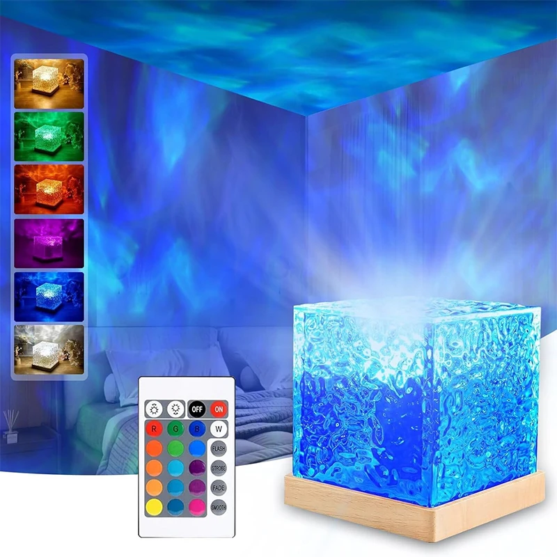 Ocean Wave Projector Light 16 Colors Midnight Aura Aurora Glow Lamp Home Office Bar Restaurant Underwater Projector Night Light