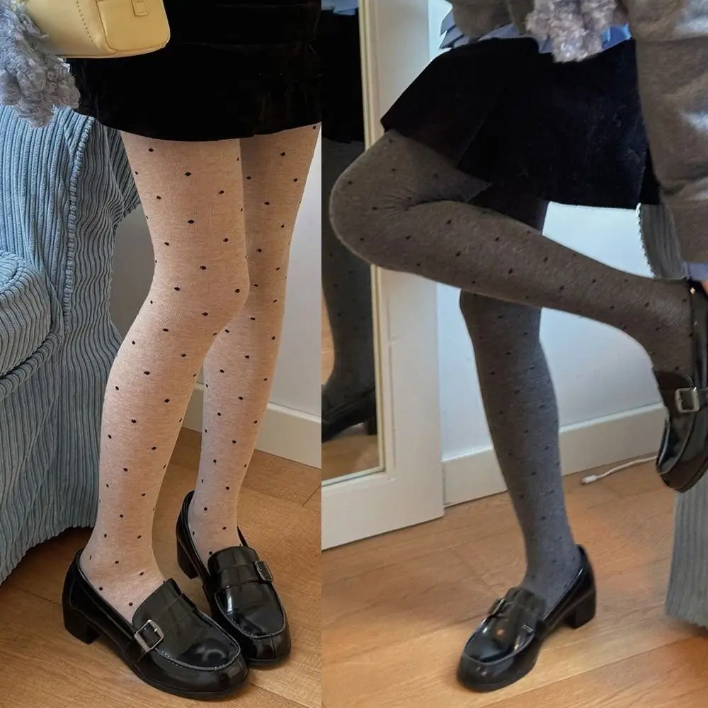 

Fashionable Polka Dot Pantyhose Breathable Speckled Women's Leggings Thick High-elastic Lady's Knitted Stockings Lolita Fashion