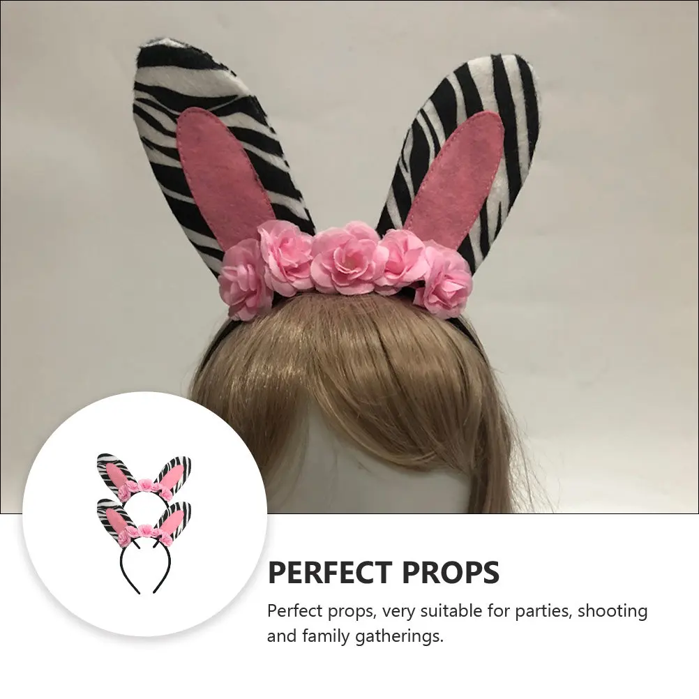 2Pcs Zebra Ear Hair Hoop Cute Chic Headband for Masquerade Festival Cosplay Party Costume Performance Stage Wear Adorable