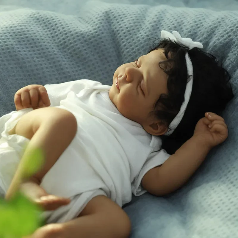 48cm Cotton Body Dark Skin Reborn Baby Doll Pascale Lifelike Doll Toy for Kids