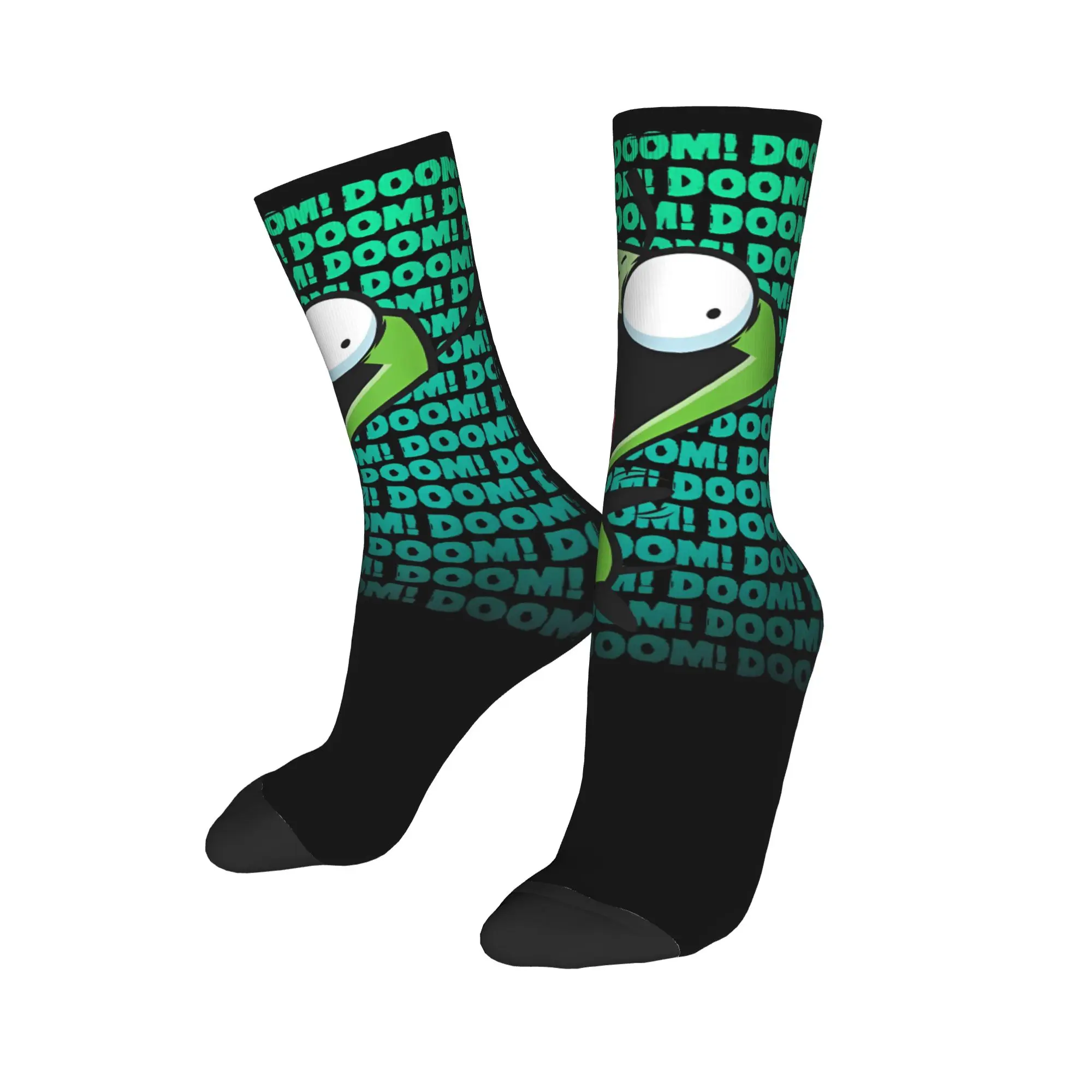 Autumn Winter Crazy Design Unisex Cartoon Invader Zim GIR Socks  Sweat Absorbing Crew Socks