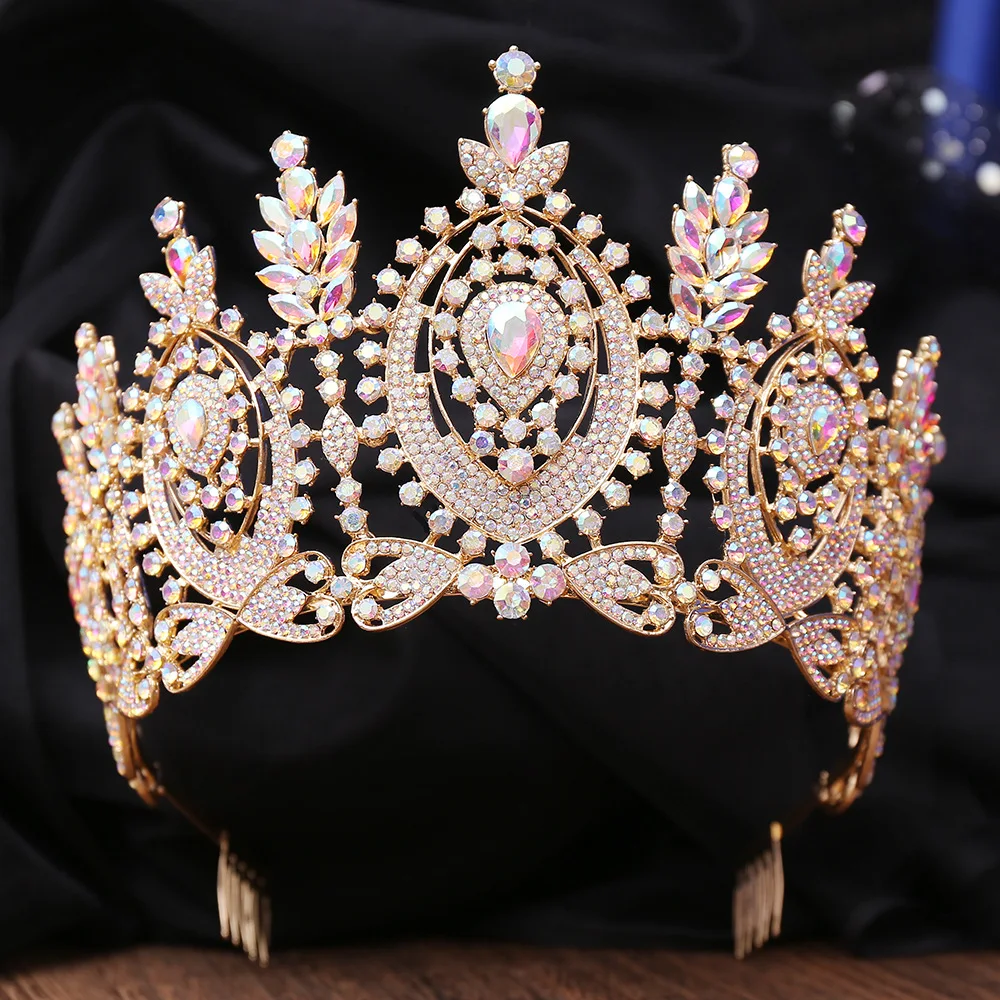 Baroque beauty pageant crown cross-border bridal crown stage show crown adjustable size queen catwalk crown
