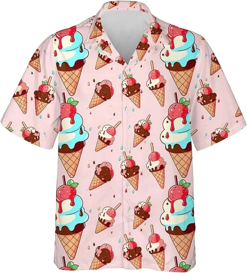 Newest Popsicle Breathable 3D Print Trendy Cool Fashion Ice CreamShirts Beach Party Tops Short Sleeves Summer Men's Shirts Tops