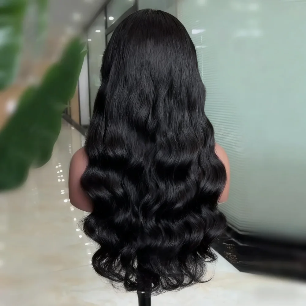 26Inch Soft Black Body Wave 180Density Long Deep Lace Front Wig For Women With Baby Hair Preplucked Glueless Heat-Resistant