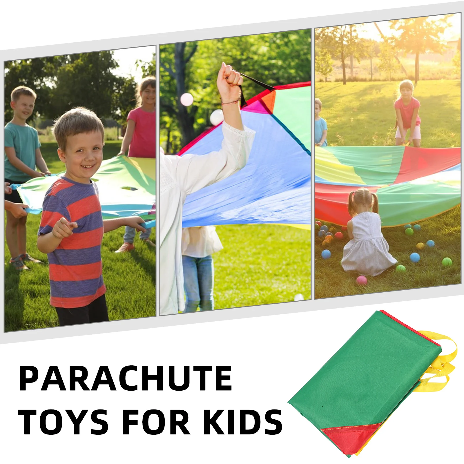 

Bright Rainbow Parachute For Children - Versatile Outdoor Toy To Encourage Cooperative Play And Fun Activities