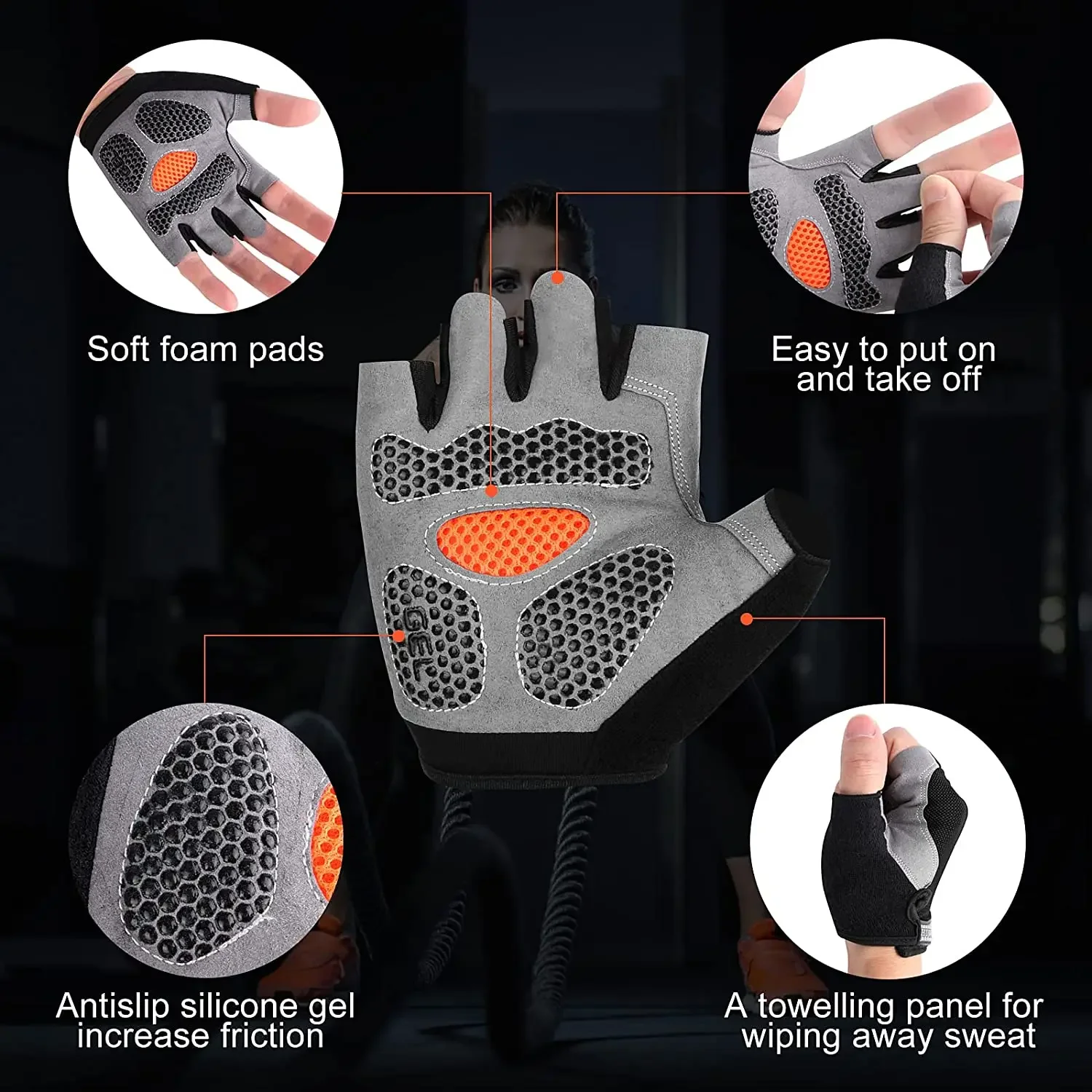 WePackage-Gants de gymnastique coordonnants pour hommes et femmes, gants de levage d'haltères, gants de fitness, gants d'entraînement, gants de cyclisme sans doigts respirants