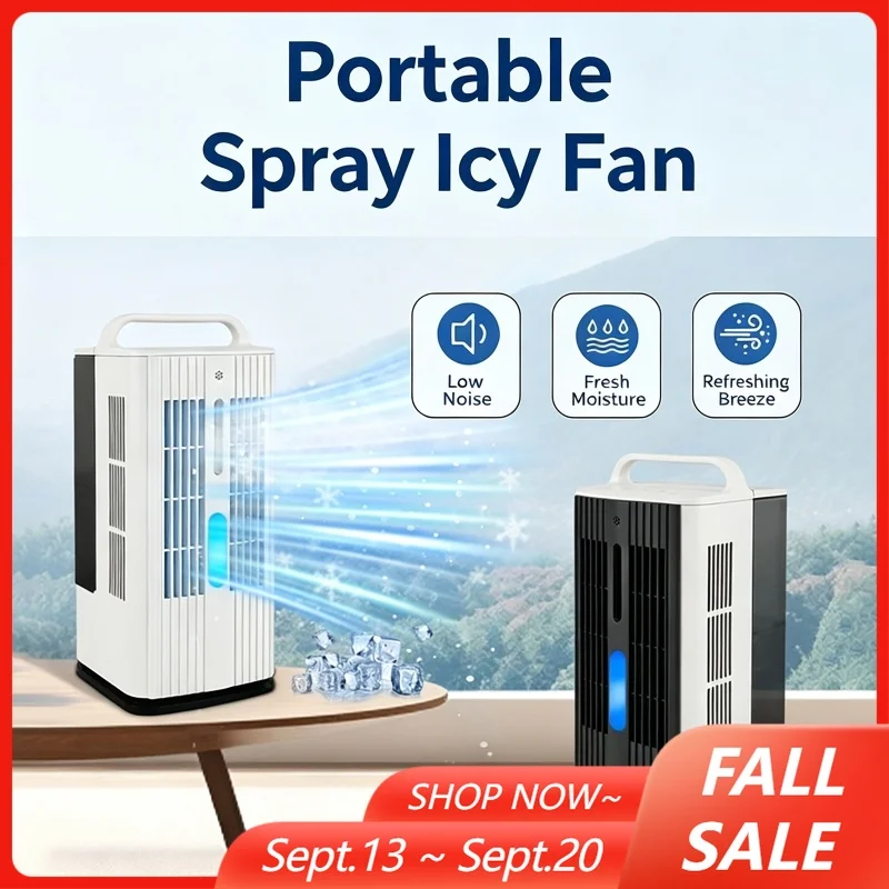 3-IN-1 Ice Mist Air Conditioner Fan with 1.7L Capacity Water Tank & RGB Night Light Three Wind Speeds & Two Mist Volumes