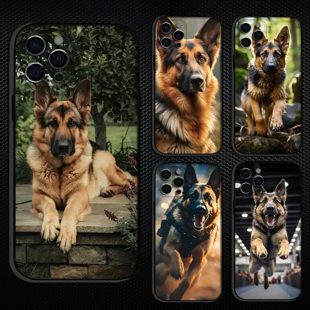 

German Shepherd Dog Phone Case For iPhone 16,15,14,13,12,11 Plus,Pro Max, Others Soft Black Cover