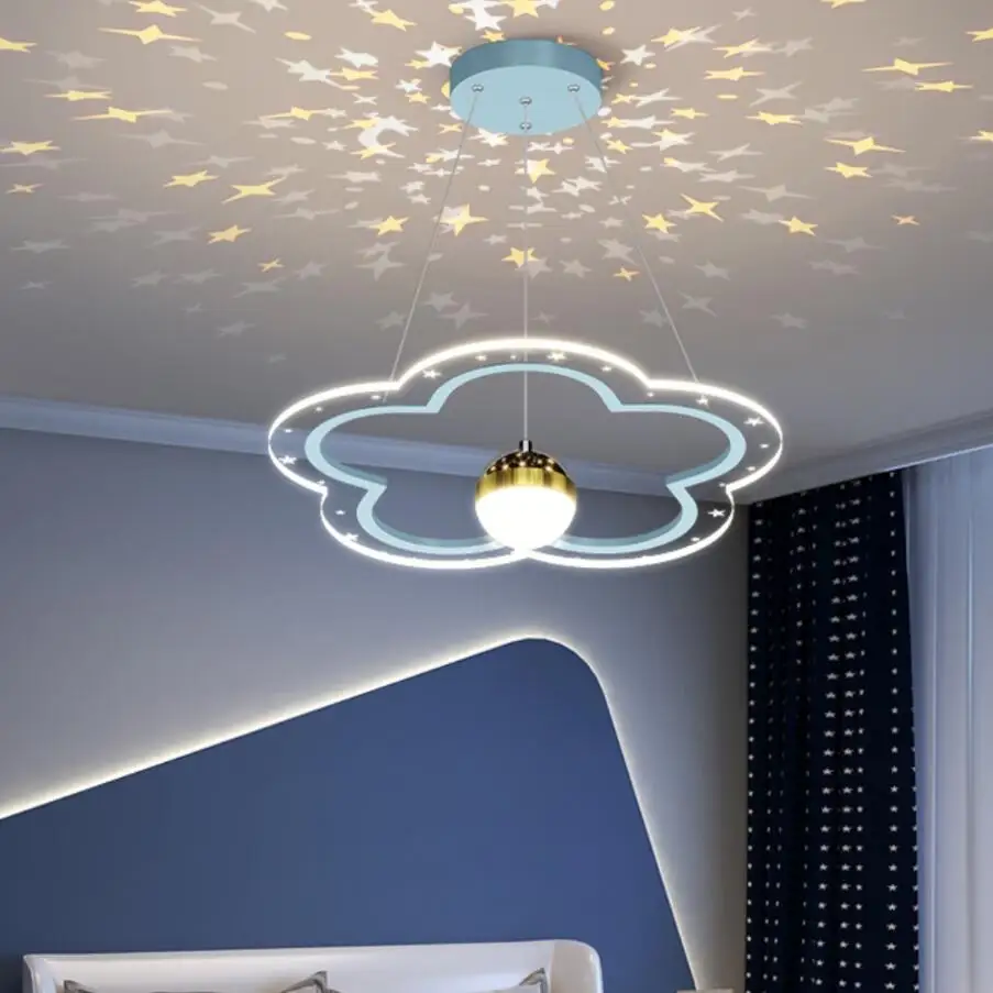 Imagem -05 - Anel Led Lustre para Sala de Estar Quarto das Crianças Céu Estrelado Moderna Lâmpada do Teto Acrílico Decoração para Casa Rosa Azul Ouro