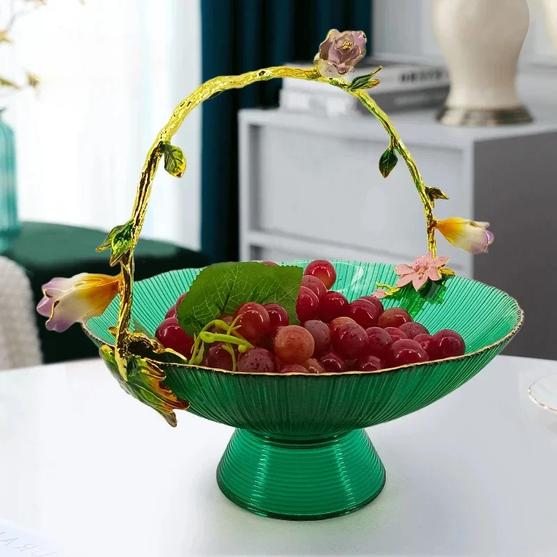 Glazed Enamel Fruit Basket Glass Snack Tray Luxury Decorative Bowl Banana Leaf Home Fruit Dish Exotic Leaf Bowl