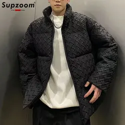 Supzoom-traje de pan con capucha para hombre, chaquetas y abrigos acolchados de algodón, bordado informal, moda de invierno, dos piezas falsas, nueva llegada