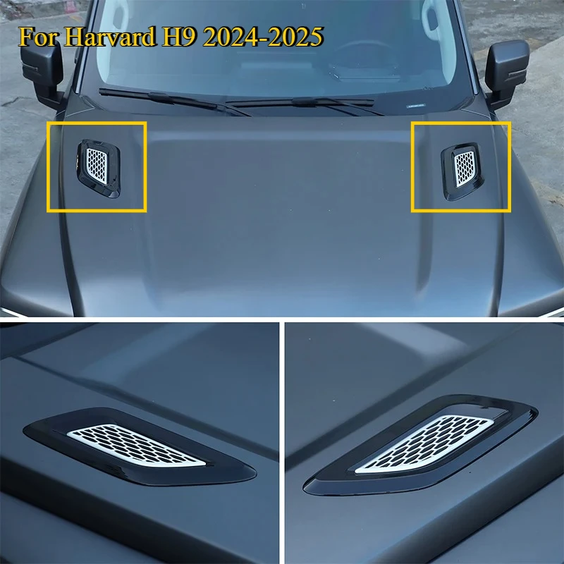 

For Harvard H9 2024-2025 ABS Black Car Hood Air Vent Cover Trim Sticker Car Exterior styling Accessories