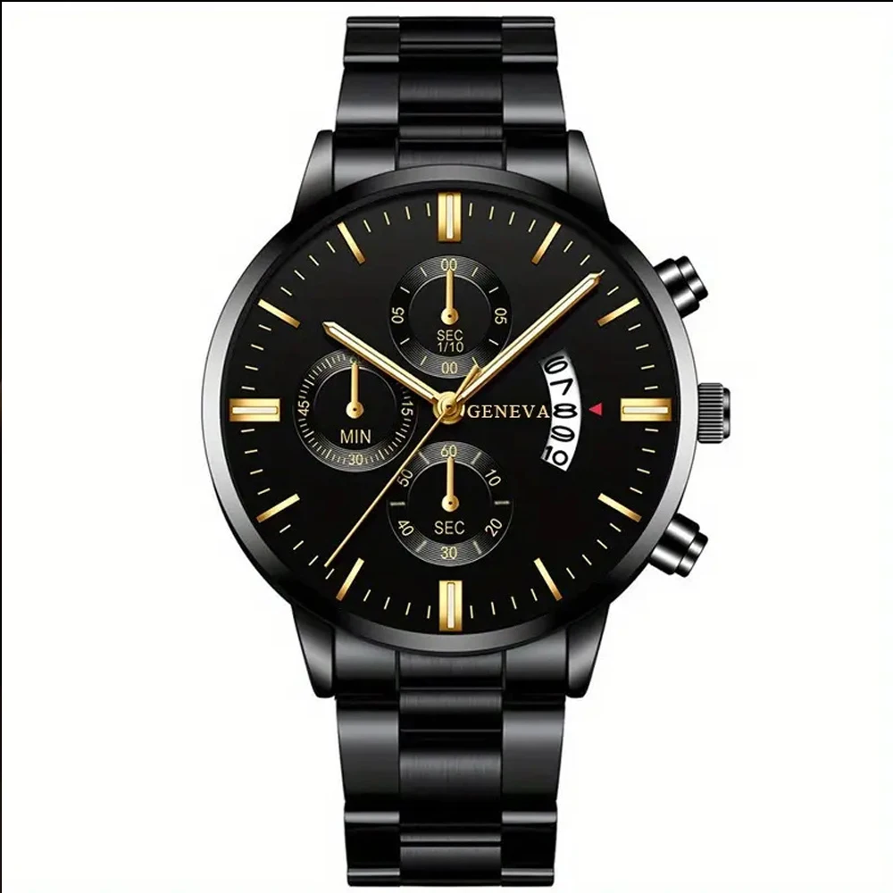 1pcs Calendar Steel Strip Men's Watch Large Dial Quartz Watch Men's Watch Foreign Trade Men's Watch