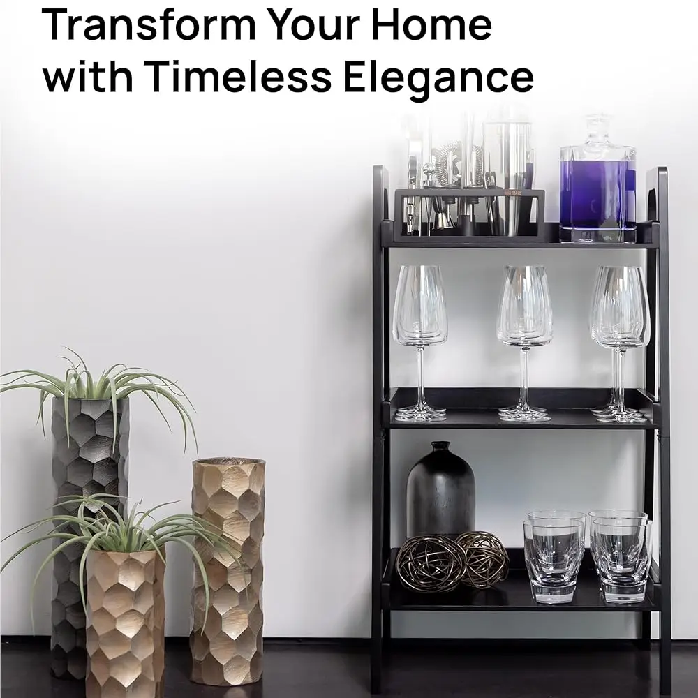 3 Tier Open Bookshelf - Elegant Bookcase Storage Organizer - Multi-Purpose Bamboo Display Shelf For Home, Office, Bedroom &