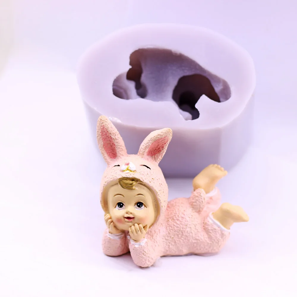 3D Baby Silicone Mold Boy Girl Candy Chocolate Sugarcraft Cake Decoration Wedding Birthday Polymer Clay Candle Moulds for DIY