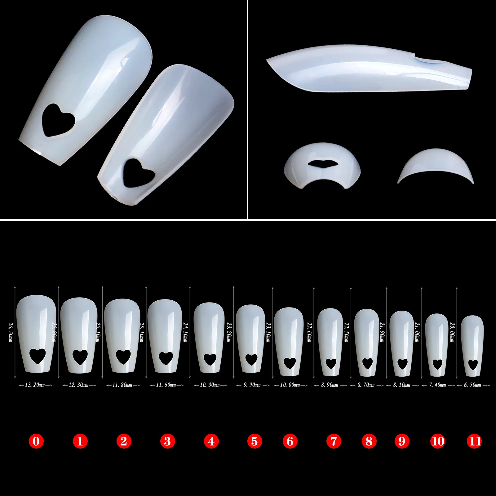 أطراف تزيين الأظافر الزائفة طبيعية وواضحة ، أظافر ، لوح طلاء بالأشعة تحت البنفسجية ، أدوات تجميل الأظافر ، قلب ، تجويف خارجي ، أكريليك ، من من من من الأكريليك #2