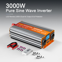 HOULI 3000W Car Power Inverter 12V/24V to 220V Pure Sine Wave Dual EU Plug + USB For Truck, RV, Camping EU Warehouse