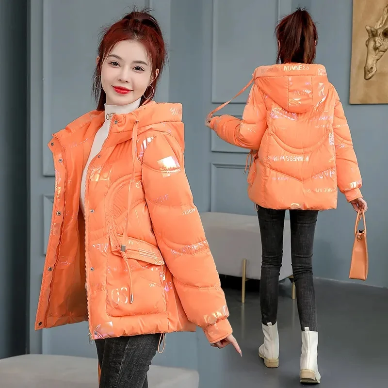 2023 neue Mode Winter Jacken Frauen Parkas Mit Kapuze Puffer Mantel Glänzend Unten Baumwolle Jacke Weibliche Casual Dicke Warme Outwear