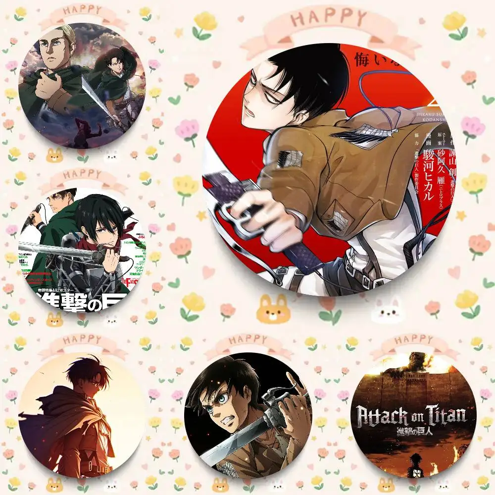 Japanese Anime Attack On Titan Retro Cartoon Style Badge Brooches On Backpack Decoration Round Enamel Pins For Accessorys