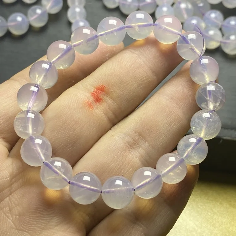 Blue pink purple jade crystal bracelet, cream body jade amethyst jewelry bracelet.