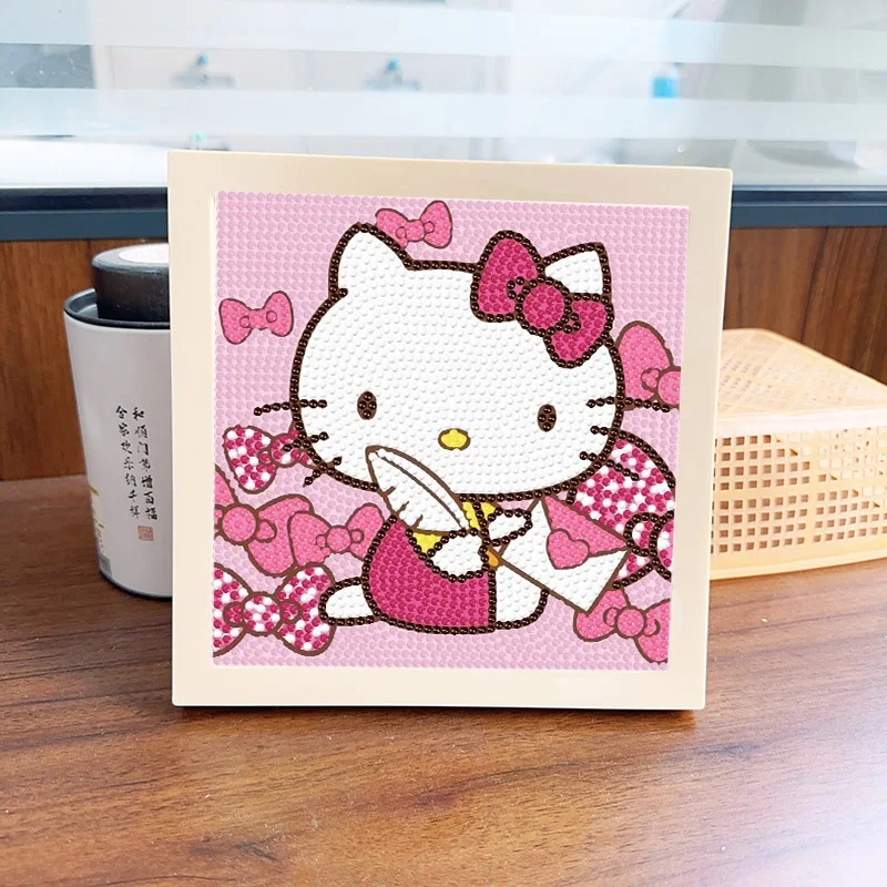 

Sanrio Diamond painting New Hello Kitty Full Round Diamond Mosaic Art 5D DIY Cross Stitch Kulomi Home Decor Painting with Frame