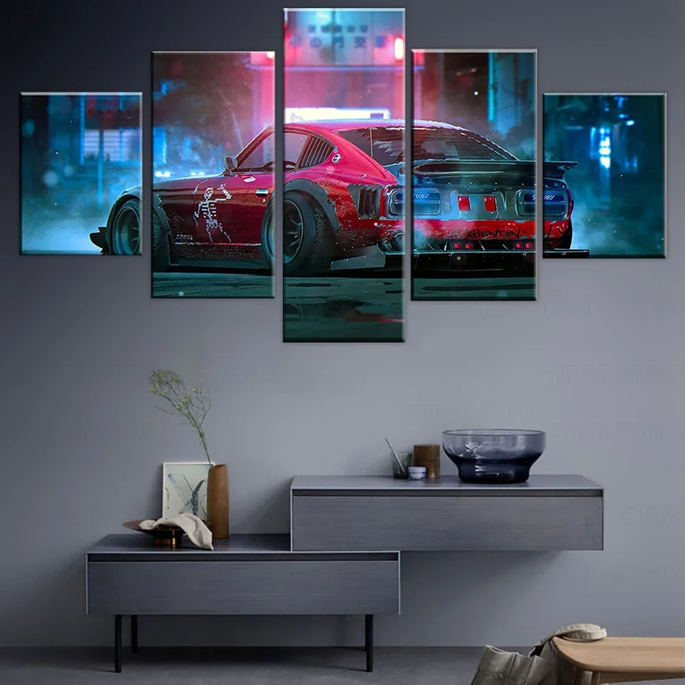 Sin marco Dutsun 280z coche 5 piezas cuadro sobre lienzo para pared carteles pintura al óleo sala de estar imágenes decorativas para el hogar