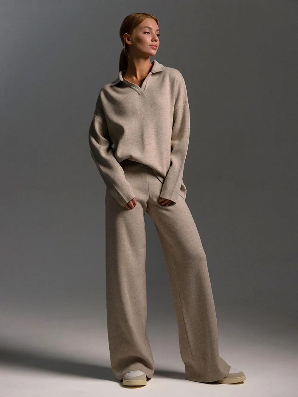 New Women's Matching Sets Solid Color Sports Suit Long-sleeved Pullover Sweater Trousers Two-piece Set Daily Matching Tracksuit