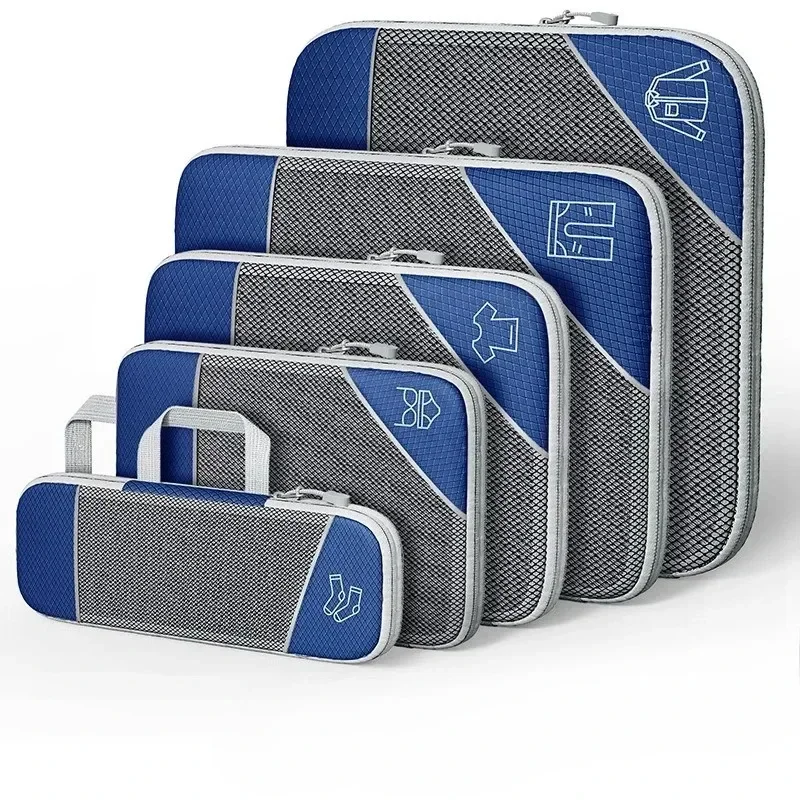 5PCS Compression Packing Cubes, Mesh Travel Packing Cubes for Suitcases, Lightweight Organizers Bag Set for Travel Essentials image 5