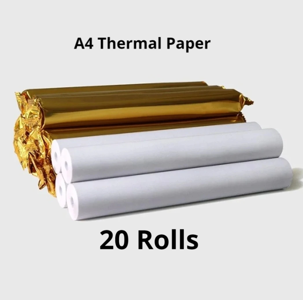 20 Rolls A4 Thermal Paper Oil Resistance Inkless 210x30mm Fax Machine Paper Thermal Printing Paper Roll No Toxic for Home Office