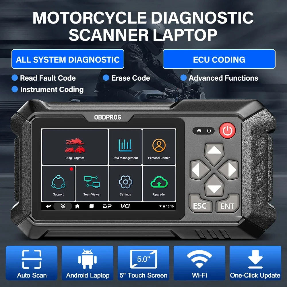 OBDPROG MOTO 100 All System Motor Diagnostic Tool Engine ECU Coding ABS A/F Adjust TPMS EPB Auto Motorcycle Scanner European