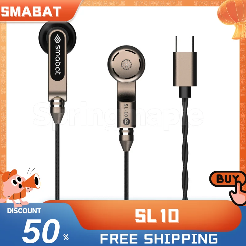 Smabat SL10 In Ear Monitors Dual-motion Coil wo-way Detachable Wired MMCX 3.5mm/CX31993 HD Digital DAC Type-C HiFi IEM Custom