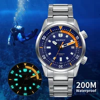 Relojes BERNY Diver para hombre 20AMT, reloj de buceo mecánico automático superluminoso para hombre, acero inoxidable completo, buceo de zafiro de 42mm