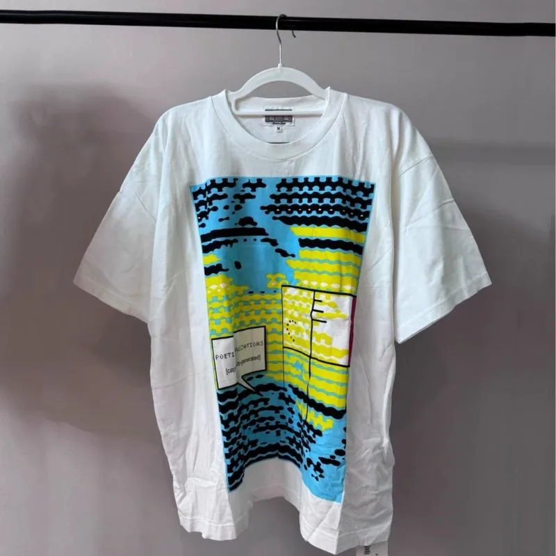 Real Photo Summer Men Women CAVEMPT Tshirts Breathable Cotton Pixel Ripple Graffiti Print Round Neck Short Sleeve CE Unisex Top