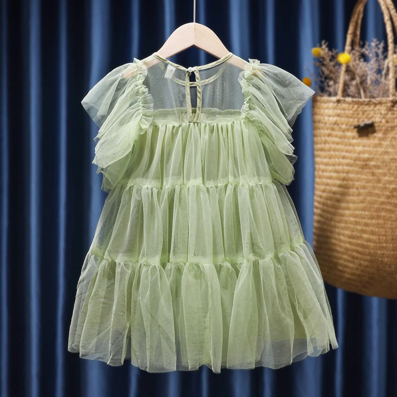 Girls' Dress2024Summer New Mesh Skirt Children's Summer Western Style Fashion Princess Dress Baby Mesh Skirt