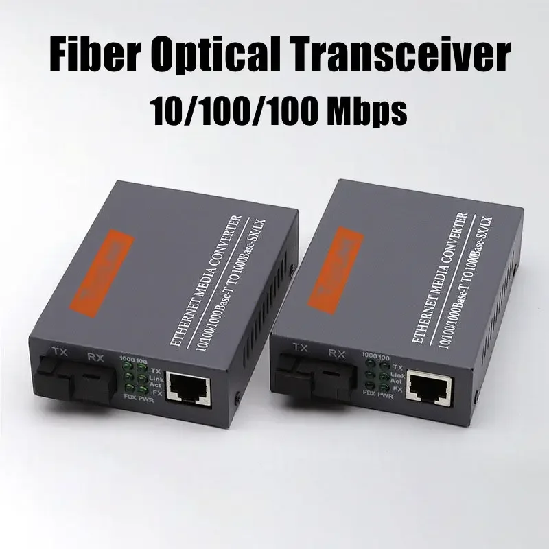 1 Pair HTB-GS-03 A/B Gigabit Fiber Optical Media Converter 1000Mbps Single Mode Single Fiber SC Port 20KM External Power Supply