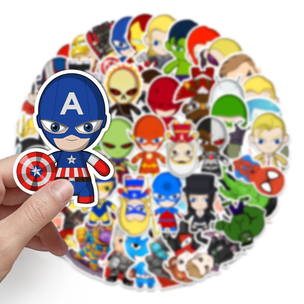 10/30/50PCS Disney Marvel The Avengers Cute Super Hero Cartoon Stickers For Kids DIY Scrapbook Laptop Fridge Car Wall Decals Toy