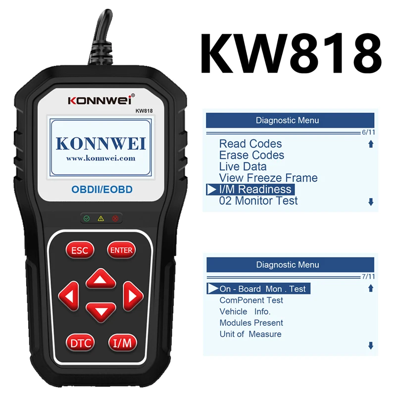

KONNWEI KW818 Автомобильный сканер OBD2 12 В Тестер батареи Поддержка CAN J1850 Двигатель Считыватель кодов Фальта Автомобильный диагностический сканер Инструмент